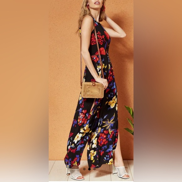Band Of Gypsies Bristol Split Leg Jumpsuit In Black
& Multicolor Floral Print S - Picture 4 of 16